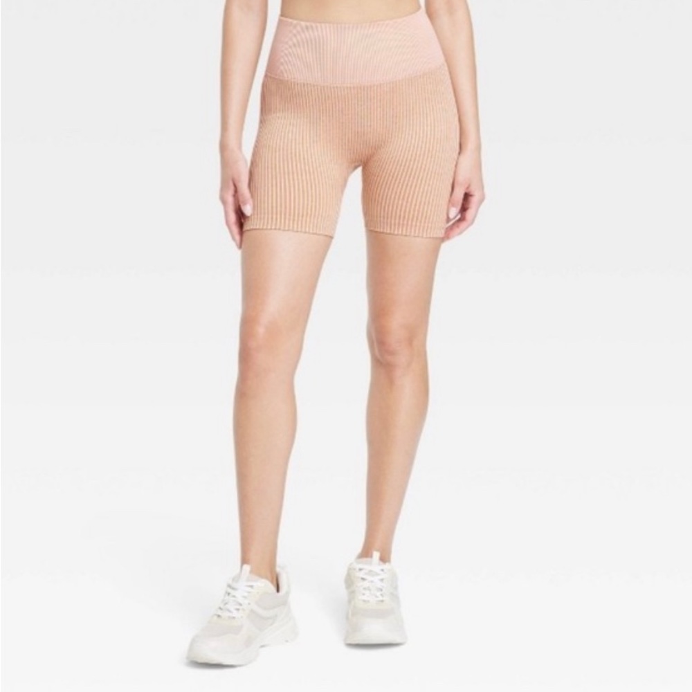 NWT! Women's Ribbed Seamless Bike Shorts JoyLab Clay Pink XS